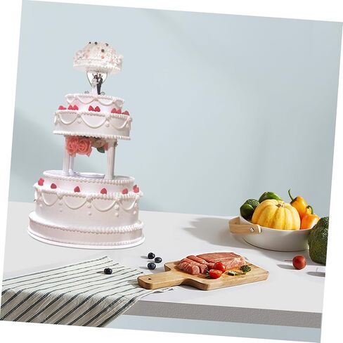 UPKOCH 8 Pcs Cake Support Rods 6.7 Inch Roman Column Plastic Pillars with Square Base Tiered Cake Stands for Wedding Birthday Party Decoration in Saudi Arabia