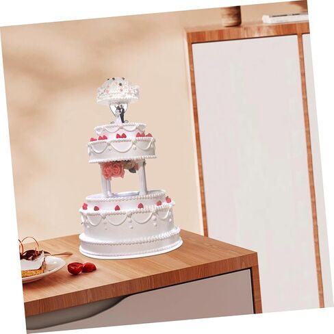 UPKOCH 8 Pcs Cake Support Rods 6.7 Inch Roman Column Plastic Pillars with Square Base Tiered Cake Stands for Wedding Birthday Party Decoration in Saudi Arabia