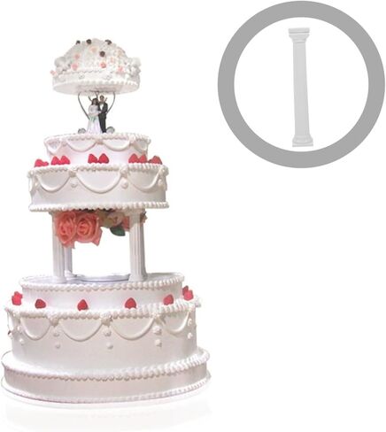 UPKOCH 8 Pcs Cake Support Rods 6.7 Inch Roman Column Plastic Pillars with Square Base Tiered Cake Stands for Wedding Birthday Party Decoration in Saudi Arabia