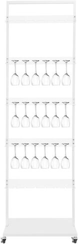 5-Tier 30 Cups Champagne Display Holder, Mobile Champagne Rack Shelf with Swivel Casters, Floor Mount Metal Champagne Flutes Display Stand for Party, Wedding (White) in Saudi Arabia