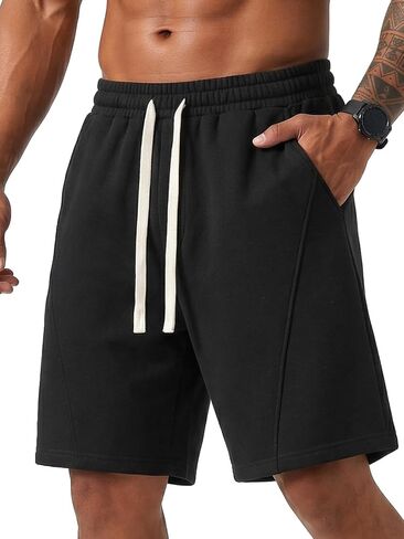 ZUY Men's Baggy Sweat Shorts Cotton Fleece 8" Athletic Shorts Pro Workout Gym Lounge Shorts for Mens with Pockets in Saudi Arabia