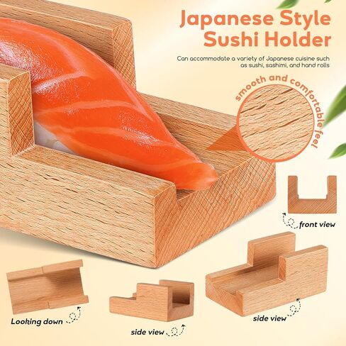 Homoyoyo 2Pcs Wooden Sushi Holder U-Shaped Japanese Hand Roll Stand for Home Restaurant Party Serving in Saudi Arabia
