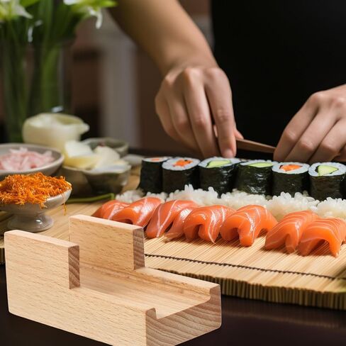 Homoyoyo 2Pcs Wooden Sushi Holder U-Shaped Japanese Hand Roll Stand for Home Restaurant Party Serving in Saudi Arabia