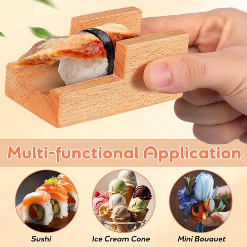 Homoyoyo 2Pcs Wooden Sushi Holder U-Shaped Japanese Hand Roll Stand for Home Restaurant Party Serving in Saudi Arabia