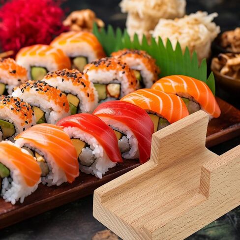 Homoyoyo 2Pcs Wooden Sushi Holder U-Shaped Japanese Hand Roll Stand for Home Restaurant Party Serving in Saudi Arabia
