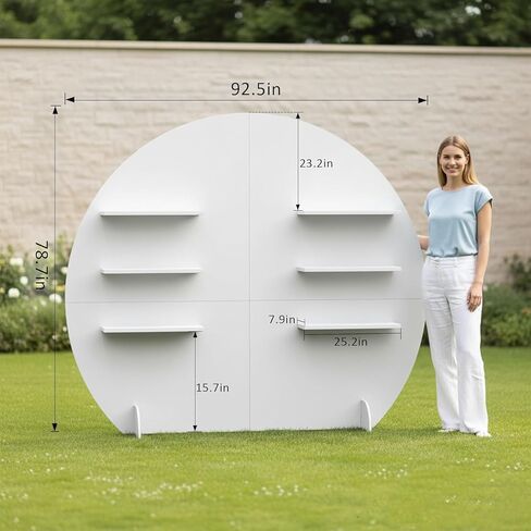 6.56FT Wooden Wedding Gift Display Arch, 6-Tier Champagne Wall Backdrop with Shelves for Party Favors, Escort Cards, Cupcakes & Desserts, Reusable Display Stand for Wedding Reception, Ceremony, Bridal Shower in Saudi Arabia