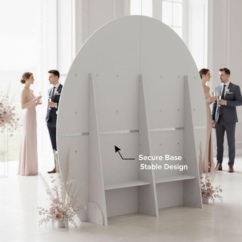 6.56FT Wooden Wedding Gift Display Arch, 6-Tier Champagne Wall Backdrop with Shelves for Party Favors, Escort Cards, Cupcakes & Desserts, Reusable Display Stand for Wedding Reception, Ceremony, Bridal Shower in Saudi Arabia