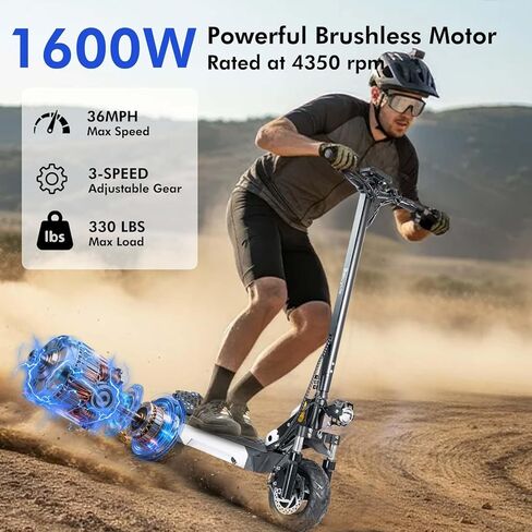 Electric Scooter Adults,1600W Fast Scooter,36 MPH Top Speed & 40 Miles Long Rang,10" Off-Road Kick Scooter with Suspensions, Folding E Scooter for Teens and Adults,Commute Scooter in Saudi Arabia
