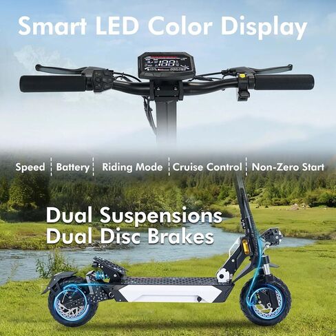 Electric Scooter Adults,1600W Fast Scooter,36 MPH Top Speed & 40 Miles Long Rang,10" Off-Road Kick Scooter with Suspensions, Folding E Scooter for Teens and Adults,Commute Scooter in Saudi Arabia