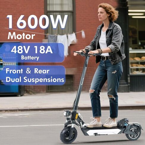 Electric Scooter Adults,1600W Fast Scooter,36 MPH Top Speed & 40 Miles Long Rang,10" Off-Road Kick Scooter with Suspensions, Folding E Scooter for Teens and Adults,Commute Scooter in Saudi Arabia