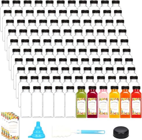 Moretoes 144pcs 4oz Plastic Shot Bottles with Lids, Reusable Ginger Shots Bottles, Clear Bulk Juice Containers with Caps for Juicing, Smoothies, Drinking and Other Beverages in Saudi Arabia