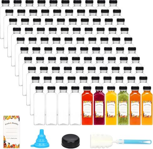 Moretoes 144pcs 4oz Plastic Shot Bottles with Lids, Reusable Ginger Shots Bottles, Clear Bulk Juice Containers with Caps for Juicing, Smoothies, Drinking and Other Beverages in Saudi Arabia