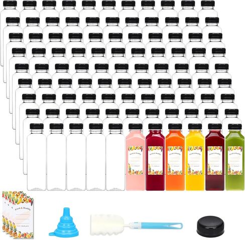 Moretoes 144pcs 4oz Plastic Shot Bottles with Lids, Reusable Ginger Shots Bottles, Clear Bulk Juice Containers with Caps for Juicing, Smoothies, Drinking and Other Beverages in Saudi Arabia