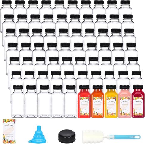 Moretoes 144pcs 4oz Plastic Shot Bottles with Lids, Reusable Ginger Shots Bottles, Clear Bulk Juice Containers with Caps for Juicing, Smoothies, Drinking and Other Beverages in Saudi Arabia