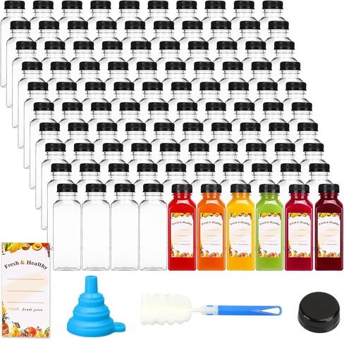 Moretoes 144pcs 4oz Plastic Shot Bottles with Lids, Reusable Ginger Shots Bottles, Clear Bulk Juice Containers with Caps for Juicing, Smoothies, Drinking and Other Beverages in Saudi Arabia