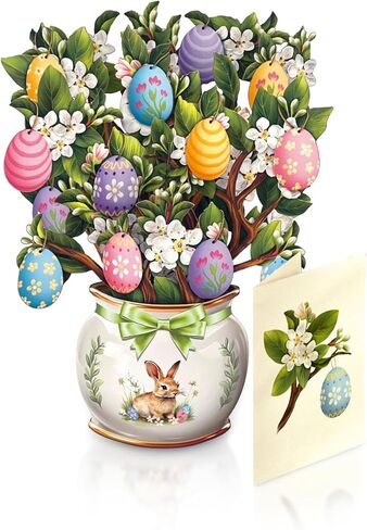 Freshcut Paper Mini Easter Bunny Pop Up Cards, 6 Inch Mini Sized 3D Popup Greeting Card, Easter Cards, Thinking of You Card, Mother's Day Gifts, Blank Notecard & Envelope in Saudi Arabia
