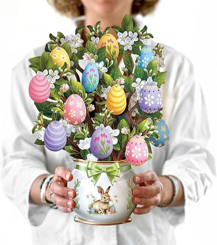 Freshcut Paper Mini Easter Bunny Pop Up Cards, 6 Inch Mini Sized 3D Popup Greeting Card, Easter Cards, Thinking of You Card, Mother's Day Gifts, Blank Notecard & Envelope in Saudi Arabia