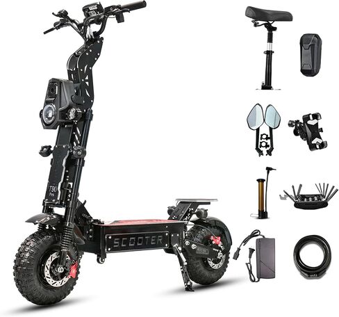 T90 Pro 10000W Dual Motor Electric Scooter for Adults, 72V Detachable Battery, 68 MPH Max Speed, 65 Mile Range, 14" Off-Road Tires, Folding E-Scooter with Music Light in Saudi Arabia