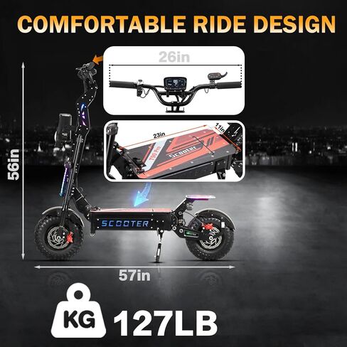T90 Pro 10000W Dual Motor Electric Scooter for Adults, 72V Detachable Battery, 68 MPH Max Speed, 65 Mile Range, 14" Off-Road Tires, Folding E-Scooter with Music Light in Saudi Arabia
