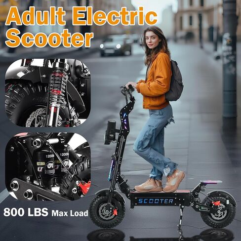 T90 Pro 10000W Dual Motor Electric Scooter for Adults, 72V Detachable Battery, 68 MPH Max Speed, 65 Mile Range, 14" Off-Road Tires, Folding E-Scooter with Music Light in Saudi Arabia