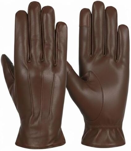 Leather Winter Gloves for Men Sheepskin Driving Gloves Fleece Leather Gloves for Cold Weather, Motorcycle Gloves in Saudi Arabia