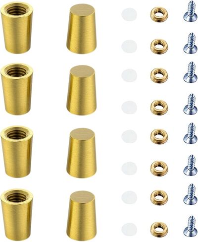 8Pcs Brass Wood Cutting Board Feet, Metal Jewelry Box Feet with Silicone Nonslip Pads, Board Display Tray Riser Feet with Screws and Brass Washers for Kitchen Utensils and Furniture Enhancements in Saudi Arabia