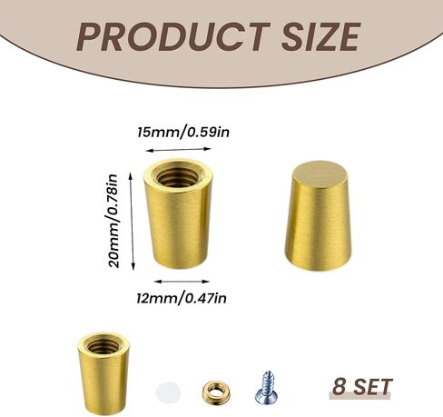 8Pcs Brass Wood Cutting Board Feet, Metal Jewelry Box Feet with Silicone Nonslip Pads, Board Display Tray Riser Feet with Screws and Brass Washers for Kitchen Utensils and Furniture Enhancements in Saudi Arabia
