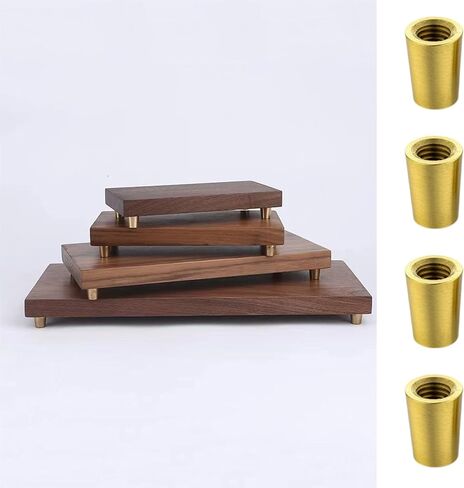 8Pcs Brass Wood Cutting Board Feet, Metal Jewelry Box Feet with Silicone Nonslip Pads, Board Display Tray Riser Feet with Screws and Brass Washers for Kitchen Utensils and Furniture Enhancements in Saudi Arabia