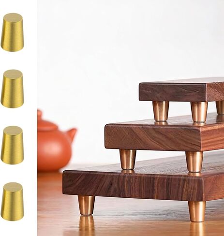8Pcs Brass Wood Cutting Board Feet, Metal Jewelry Box Feet with Silicone Nonslip Pads, Board Display Tray Riser Feet with Screws and Brass Washers for Kitchen Utensils and Furniture Enhancements in Saudi Arabia