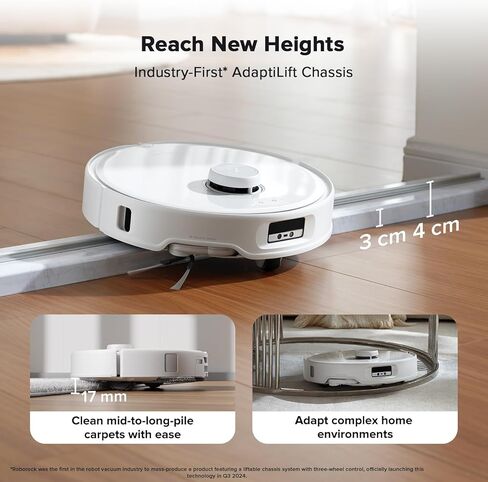 مكنسة وممسحة roborock Qrevo Curv Robot، شفط 18,500Pa، عدم التشابك، هيكل AdaptiLift، تقنية FlexiArm، غسيل ممسحة الماء الساخن والتنظيف الذاتي للرصيف (متجدد) in Kuwait