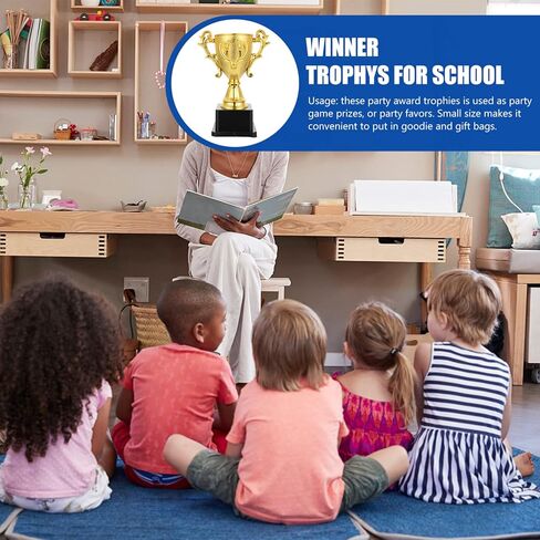 VANZACK Kids Plastic Trophy Cup, 7.08 Inch Golden Award Toy with Base, Ideal for Sports Competitions, School Events in Saudi Arabia