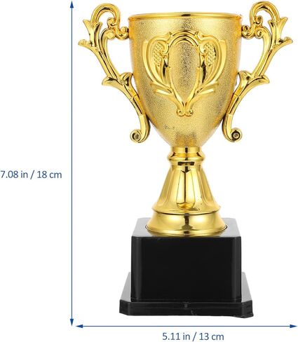 VANZACK Kids Plastic Trophy Cup, 7.08 Inch Golden Award Toy with Base, Ideal for Sports Competitions, School Events in Saudi Arabia