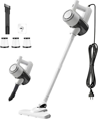 مكنسة كهربائية ذات عصا سلكية خفيفة الوزن | كابل طاقة طويل جدًا بطول 33 قدمًا | شفط 600 وات 17 كيلو باسكال | كوب غبار سعة 1.5 لتر | فلتر HEPA قابل للغسل | للأرضيات الصلبة والبلاط والقابلة للتحويل إلى المحمولة in Kuwait