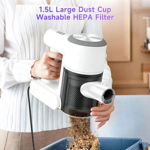 مكنسة كهربائية ذات عصا سلكية خفيفة الوزن | كابل طاقة طويل جدًا بطول 33 قدمًا | شفط 600 وات 17 كيلو باسكال | كوب غبار سعة 1.5 لتر | فلتر HEPA قابل للغسل | للأرضيات الصلبة والبلاط والقابلة للتحويل إلى المحمولة in Kuwait