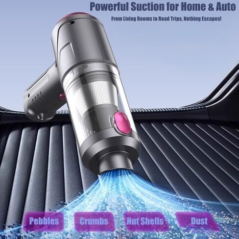 مكنسة كهربائية محمولة للسيارة لاسلكية مع محرك بدون فرش، مكنسة كهربائية عالية الطاقة 12000 باسكال ومنفضة هواء، 4 في 1 لوحة مفاتيح محمولة صغيرة محمولة باليد مكنسة كهربائية للمنزل السيارة in Kuwait