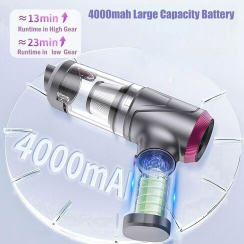 مكنسة كهربائية محمولة للسيارة لاسلكية مع محرك بدون فرش، مكنسة كهربائية عالية الطاقة 12000 باسكال ومنفضة هواء، 4 في 1 لوحة مفاتيح محمولة صغيرة محمولة باليد مكنسة كهربائية للمنزل السيارة in Kuwait