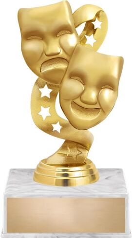 Crown Awards Drama Trophy, 6" Drama Masks Stars Trophy On White Luxury Trophy Base in Saudi Arabia