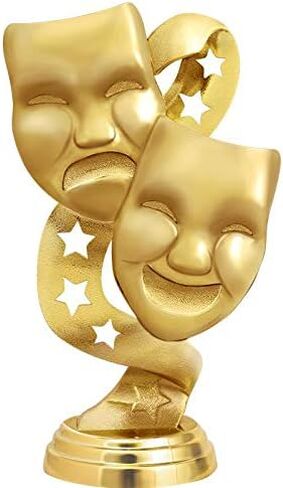 Crown Awards Drama Trophy, 6" Drama Masks Stars Trophy On White Luxury Trophy Base in Saudi Arabia