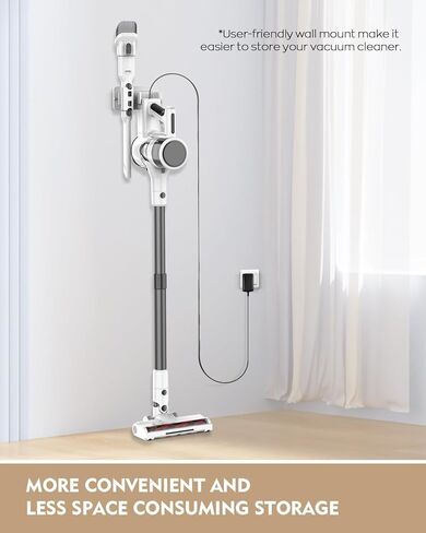 Cordless Vacuum Cleaner, 80,000 RPM Motor and Power Filtration, Stick Vacuum with 2200 mAh Battery, 35 Mins Worktime, 2 Modes, Rotated Multi-Heads, Height-Adjustable Vacuum for Home (Harbor White) in Saudi Arabia