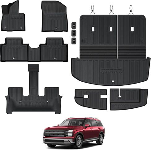 Floor Mats Set for 2022-2025 2026 Hyundai Tucson Gas (Not fit Hybrid), Full Coverage All Weather Floor Mats Cargo Mat with Backrest Protectors & Door Sill Guards for Tucson Accessories in Kuwait