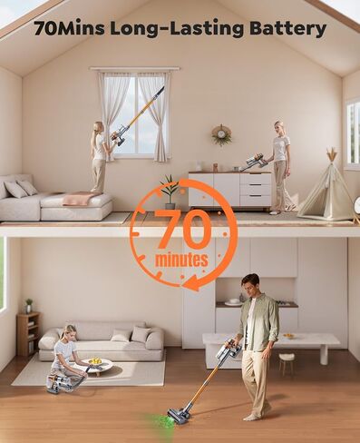 Cordless Vacuum Cleaner,600W 50KPa 65Mins Vacuum Cleaners for Home,Stick Vacuum with LED Touch Screen,Wall Mount Charging,Self-Standing Cordless Vacuum for Pet Hair/Carpet/Hard Floor/Car in Saudi Arabia