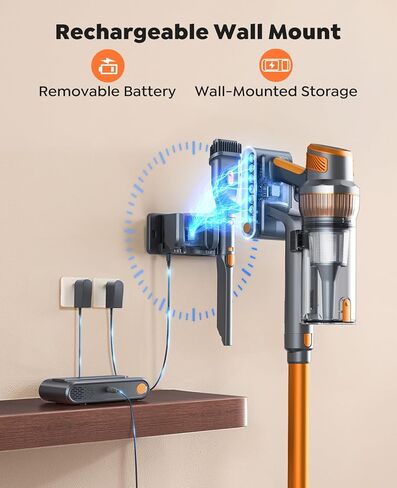 Cordless Vacuum Cleaner,600W 50KPa 65Mins Vacuum Cleaners for Home,Stick Vacuum with LED Touch Screen,Wall Mount Charging,Self-Standing Cordless Vacuum for Pet Hair/Carpet/Hard Floor/Car in Saudi Arabia