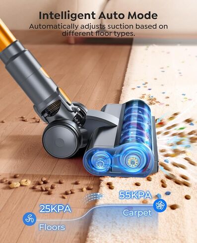 Cordless Vacuum Cleaner,600W 50KPa 65Mins Vacuum Cleaners for Home,Stick Vacuum with LED Touch Screen,Wall Mount Charging,Self-Standing Cordless Vacuum for Pet Hair/Carpet/Hard Floor/Car in Saudi Arabia