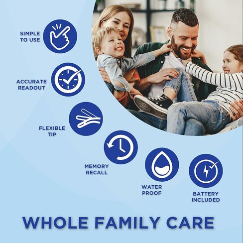 ميزان الحرارة الرقمي فيريديان | 9-القراءة الثانية | أوضاع درجة الحرارة F C| نصيحة مرنة | صحية ومقاومة للماء وسهلة التنظيف | حقيبة للتخزين + تعليمات متضمنة in Kuwait