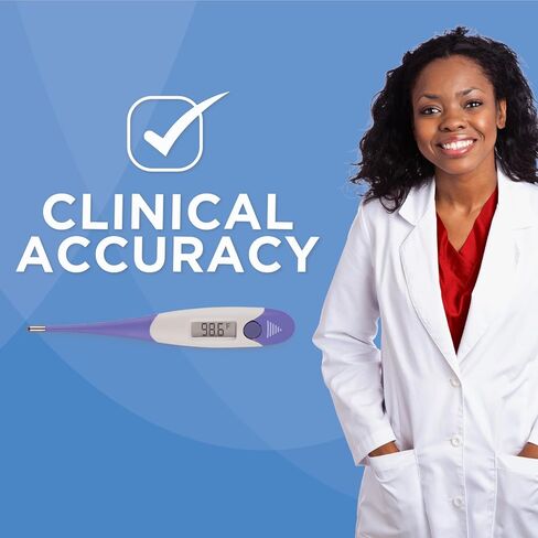 ميزان الحرارة الرقمي فيريديان | 9-القراءة الثانية | أوضاع درجة الحرارة F C| نصيحة مرنة | صحية ومقاومة للماء وسهلة التنظيف | حقيبة للتخزين + تعليمات متضمنة in Kuwait