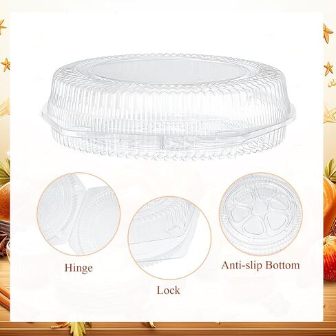 Soaoo 100 Pcs 9" Disposable Plastic Pie Container with Lid - Airtight, Leakproof & Stackable Pie Keeper, Flan Containers with Lids for Bakery Takeout & Food Storage & Catering in Saudi Arabia
