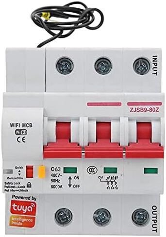 Smart Circuit Breaker, AC220V PA66-DSM Flame Retardant Shell Phone APP Remote Switch (3P 63A) in Saudi Arabia