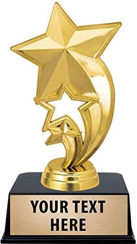 Crown Awards Star Trophies with Custom Engraving, 6" Personalized Gold Star Rocket Trophy On Black Base Prime in Saudi Arabia