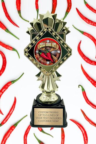 Awards4U Chili Cook Off Trophy – Custom Engraved Award for Best Chili, 1st Place or Contest Winner – Fun Personalized Prize for Cook-Off Events, Office Competitions & Chili Champions – 9" Gold Trophy in Saudi Arabia