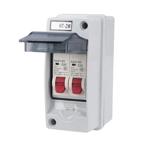 Distribution Box with Breaker Box, MCB C Type 2 Way AC 230V 400V IP65 Electrical Boxes (C20+C20) in Saudi Arabia